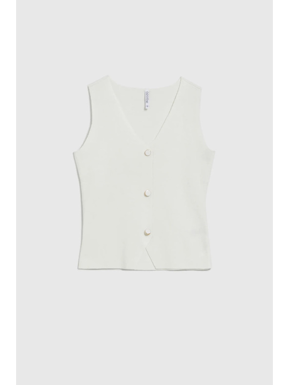 Moodo Bílé dámské tílko s knoflíky Moodo