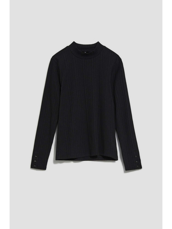 Moodo Černé žebrované tričko s dlouhým rukávem