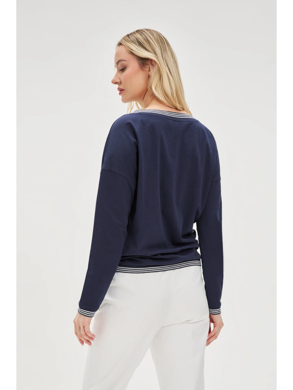 Moodo Tmavě modré dámské triko s dlouhým rukávem Moodo