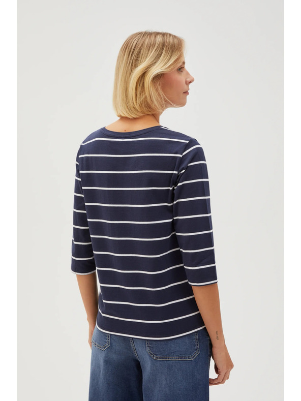 Moodo Tmavě modré dámské tričko s dlouhým rukávem Moodo