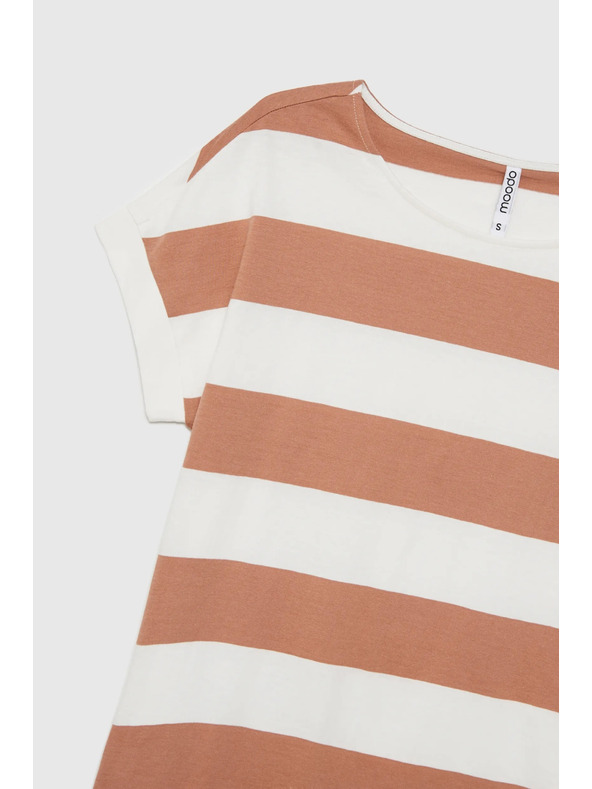 Moodo Béžovo-bílé pruhované dámské tričko Moodo