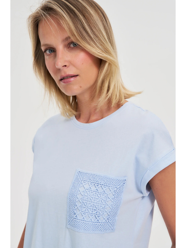 Moodo Světle modrý bavlněný top s kapsou