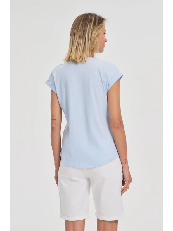 Moodo Světle modrý bavlněný top s kapsou