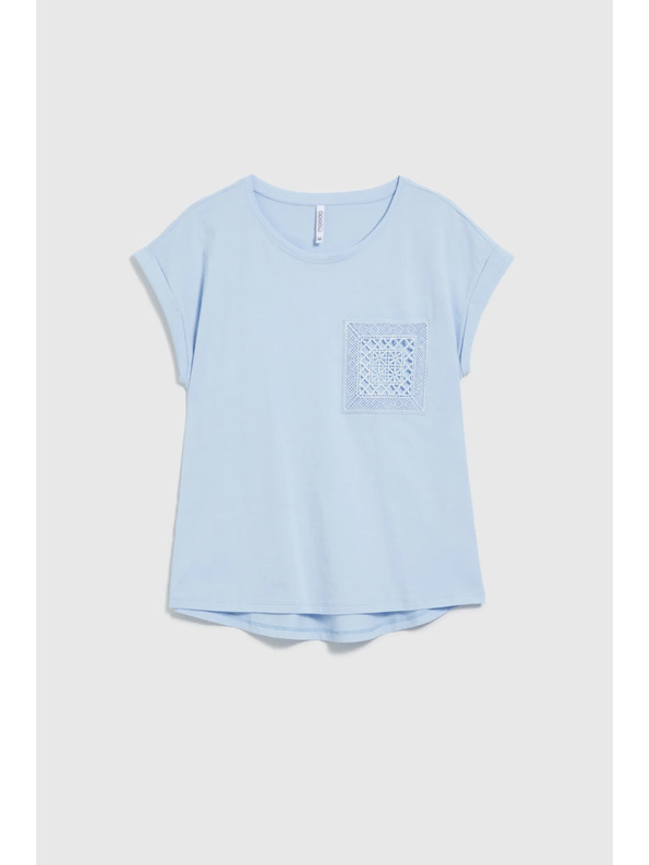 Moodo Světle modrý bavlněný top s kapsou