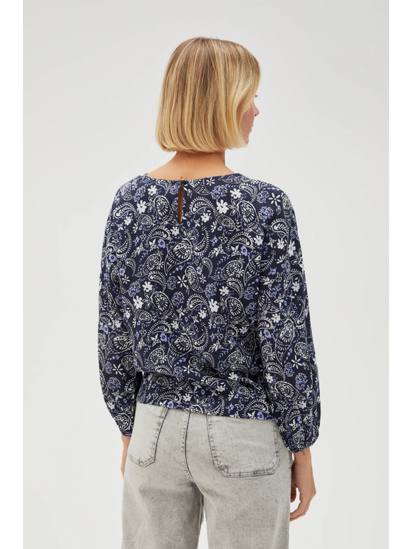 Moodo Tmavě modrá vzorovaná dámská halenka