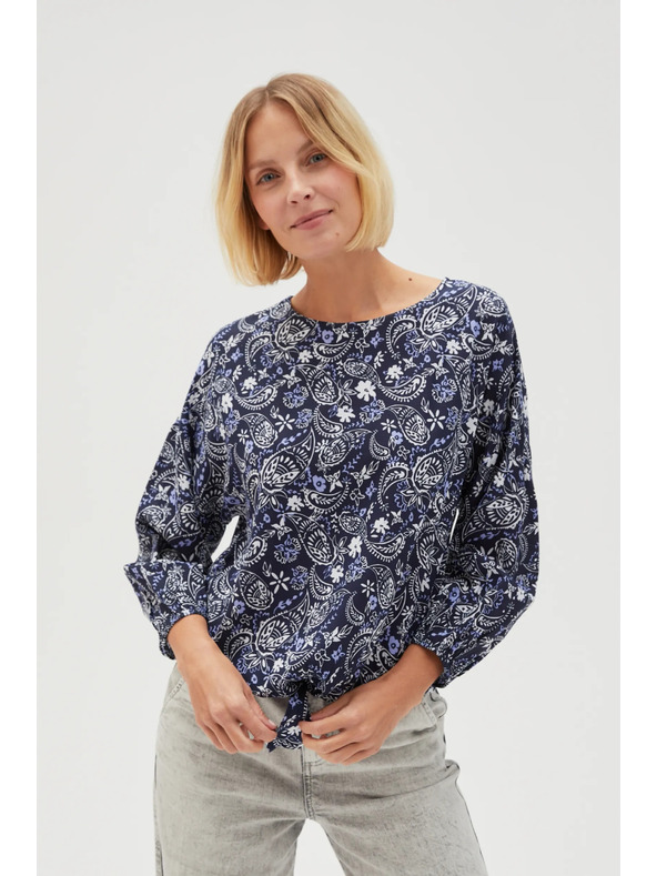 Moodo Tmavě modrá vzorovaná dámská halenka