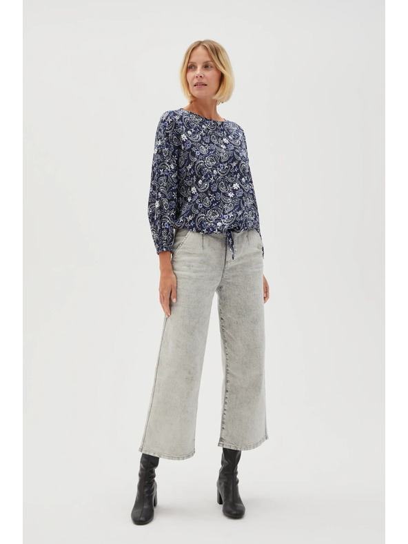 Moodo Tmavě modrá vzorovaná dámská halenka