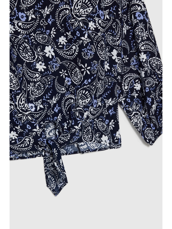 Moodo Tmavě modrá vzorovaná dámská halenka