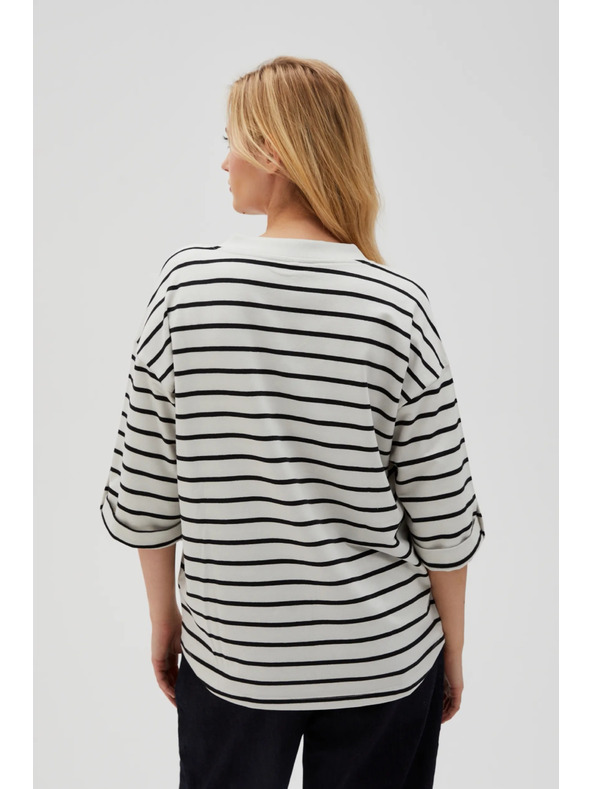 Moodo Bílo-černé pruhované volné tričko