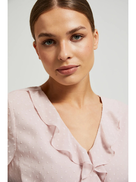 Moodo Růžová dámská halenka s volány