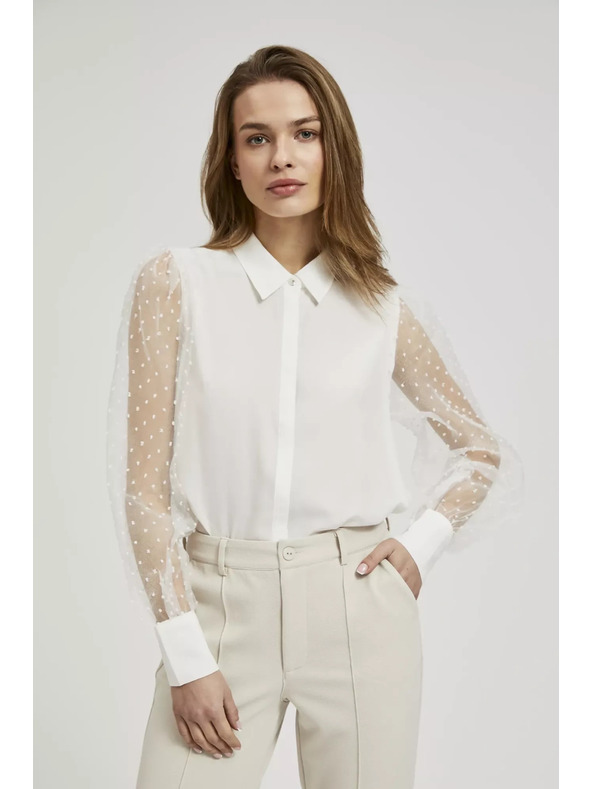 Moodo Bílá košile s průhlednými rukávy