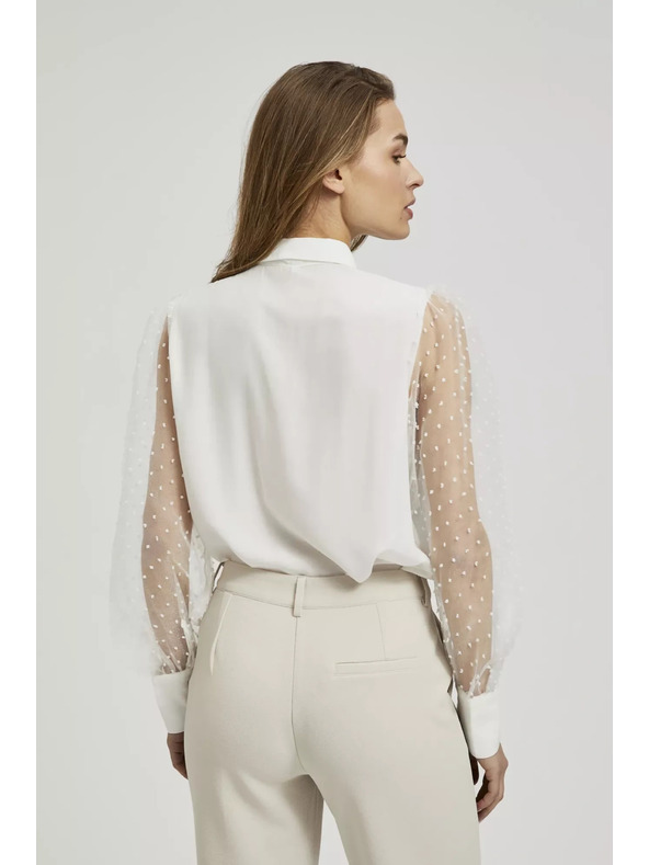 Moodo Bílá košile s průhlednými rukávy