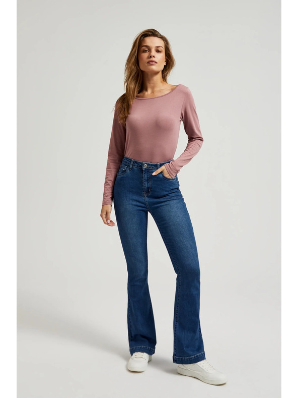 Moodo Dusty růžové dámské tričko s dlouhým rukávem