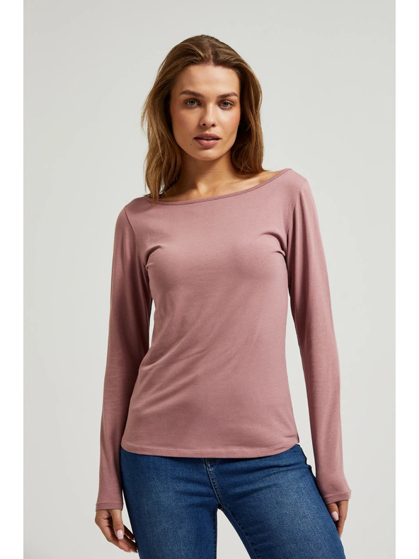 Moodo Dusty růžové dámské tričko s dlouhým rukávem