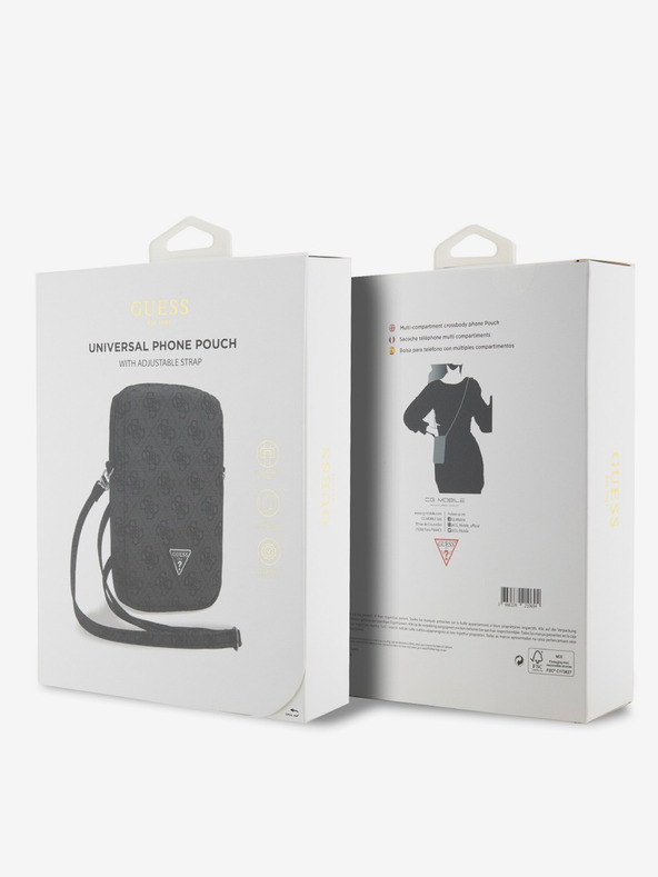 Guess Guess PU 4G Triangle Logo Taška na Telefon se Zipem Black