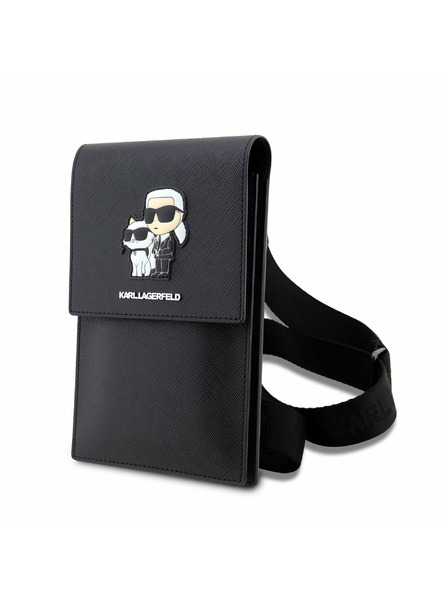 Karl Lagerfeld Karl Lagerfeld Saffiano Metal Logo NFT Taška na Telefon Black