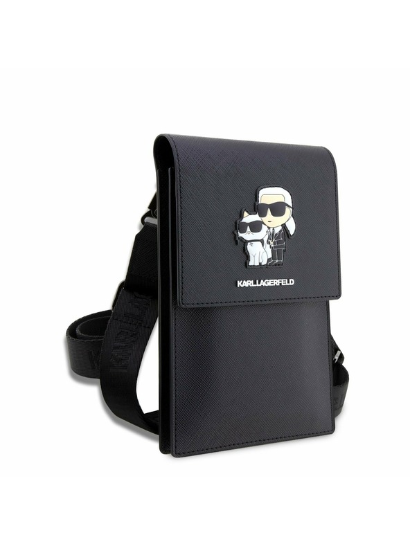 Karl Lagerfeld Karl Lagerfeld Saffiano Metal Logo NFT Taška na Telefon Black