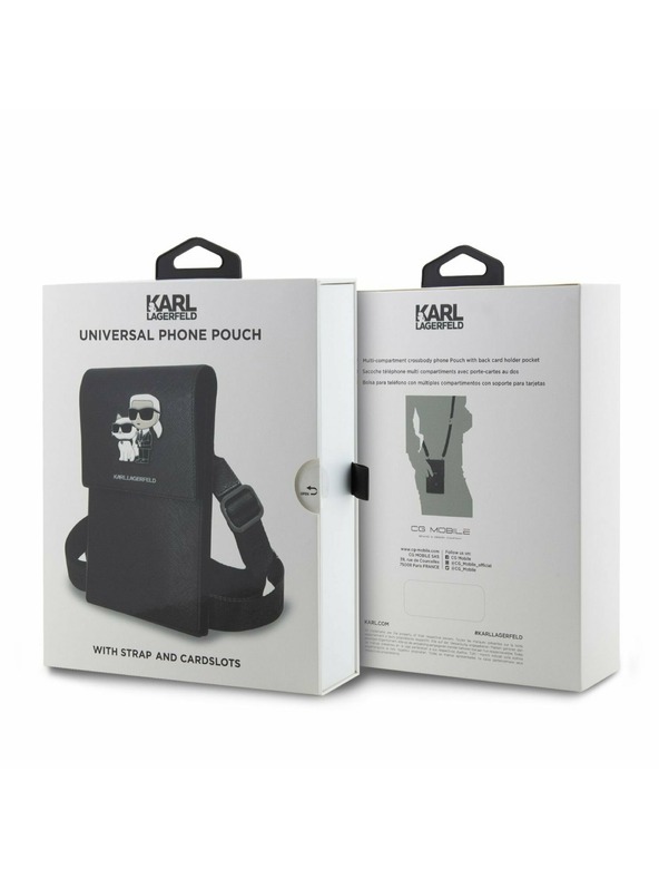 Karl Lagerfeld Karl Lagerfeld Saffiano Metal Logo NFT Taška na Telefon Black