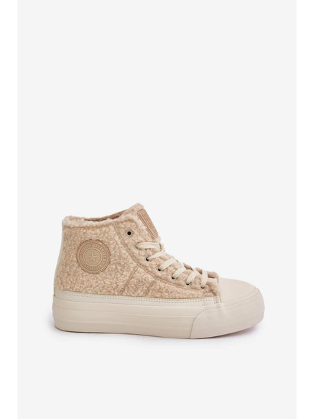 BIG STAR SHOES Zateplené Dámské Tenisky S Kožíškem Typu Beránek Big Star Béžové