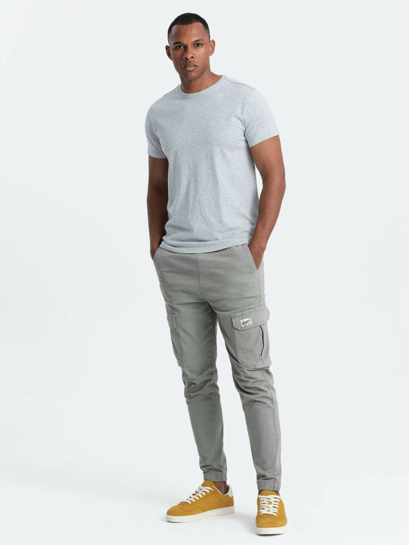 Ombre Clothing Světle šedé pánské basic tričko Ombre Clothing