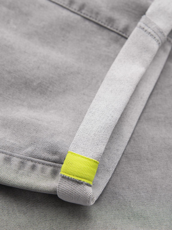 Ombre Clothing Pánské džínové kraťasy s ozdobným prošíváním - světle šedé