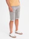 Ombre Clothing Pánské džínové kraťasy s ozdobným prošíváním - světle šedé