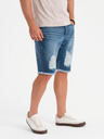 Ombre Clothing Pánské džínové kraťasy s dírami a trhlinami - modré