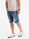 Ombre Clothing Pánské džínové kraťasy s dírami a trhlinami - modré