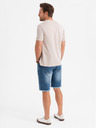 Ombre Clothing Pánské džínové kraťasy s dírami a trhlinami - modré