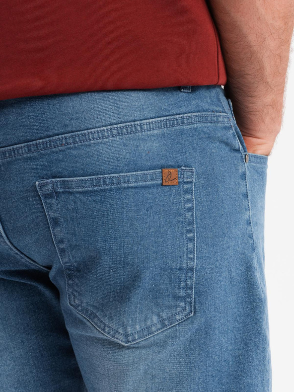 Ombre Clothing Pánské džínové šortky s ohrnutou nohavicí - modré