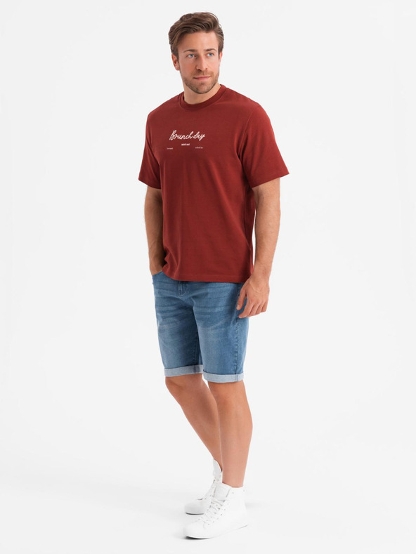 Ombre Clothing Pánské džínové šortky s ohrnutou nohavicí - modré