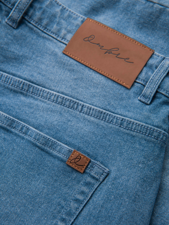 Ombre Clothing Pánské džínové šortky s ohrnutou nohavicí - modré