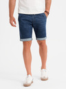 Ombre Clothing Pánské džínové šortky s ohrnutou nohavicí - tmavě modré