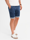 Ombre Clothing Pánské džínové šortky s ohrnutou nohavicí - tmavě modré