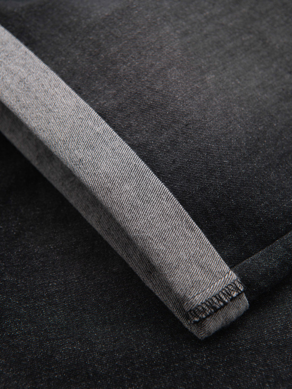 Ombre Clothing Pánské džínové šortky s ohrnutou nohavicí - černé