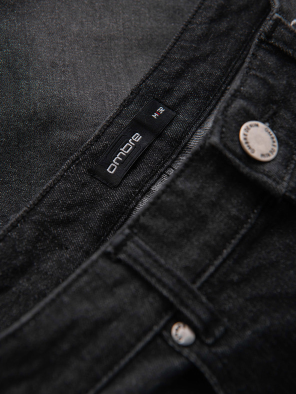 Ombre Clothing Pánské džínové šortky s ohrnutou nohavicí - černé