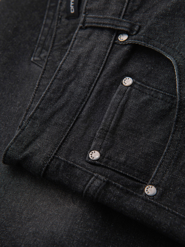 Ombre Clothing Pánské džínové šortky s ohrnutou nohavicí - černé