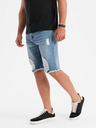 Ombre Clothing Pánské krátké džínové šortky s dírami a trhlinami - světle modré