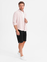 Ombre Clothing Pánské klasické chino šortky s ohrnutou nohavicí - černé