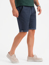 Ombre Clothing Pánské klasické chino šortky s ohrnutou nohavicí - tmavě modré