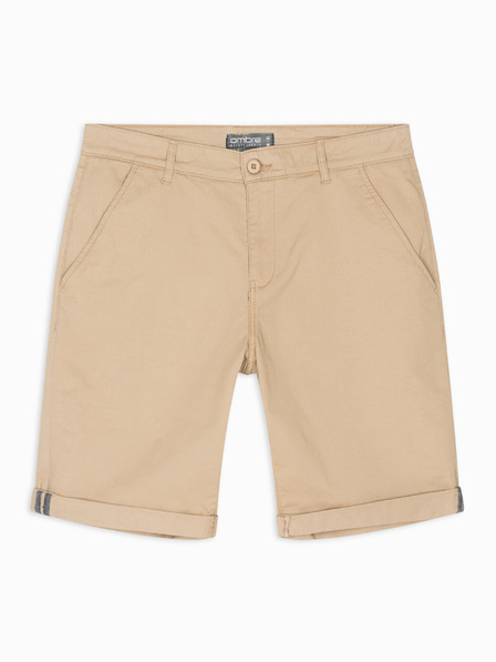 Ombre Clothing Pánské klasické chino šortky s ohrnutou nohavicí - béžové