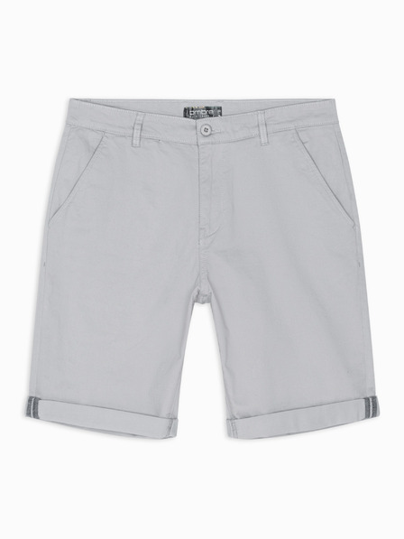 Ombre Clothing Pánské klasické chino šortky s ohrnutou nohavicí - šedé