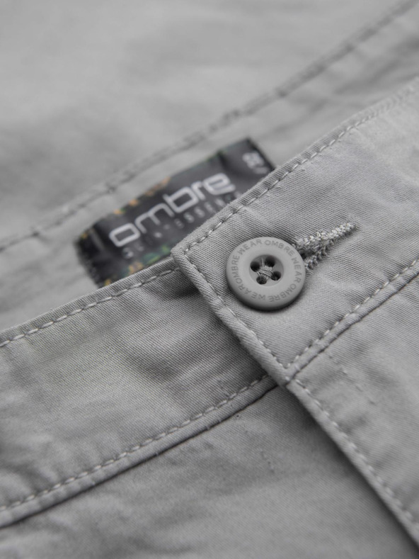 Ombre Clothing Pánské klasické chino šortky s ohrnutou nohavicí - šedé