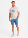 Ombre Clothing Pánské džínové šortky s ohrnutou nohavicí - světle modré