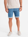 Ombre Clothing Pánské džínové šortky s ohrnutou nohavicí - světle modré