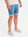 Ombre Clothing Pánské džínové šortky s ohrnutou nohavicí - světle modré