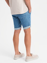 Ombre Clothing Pánské džínové šortky s ohrnutou nohavicí - světle modré