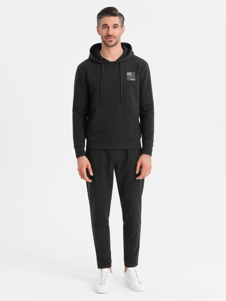 Ombre Clothing Pánská mikina s kapucí + tepláky - černá
