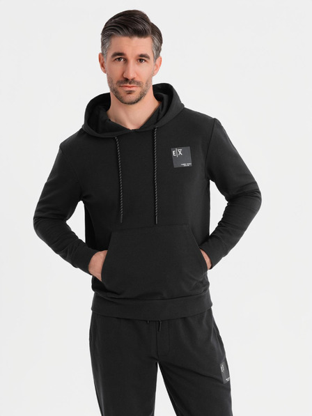Ombre Clothing Pánská mikina s kapucí + tepláky - černá
