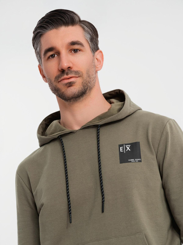 Ombre Clothing Pánská mikina s kapucí + tepláky - olivová